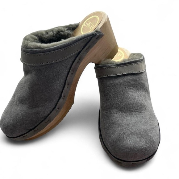 No. 6 Shearling Dakota Clogs Grey Suede Sz 36 us 6 - Picture 3 of 8